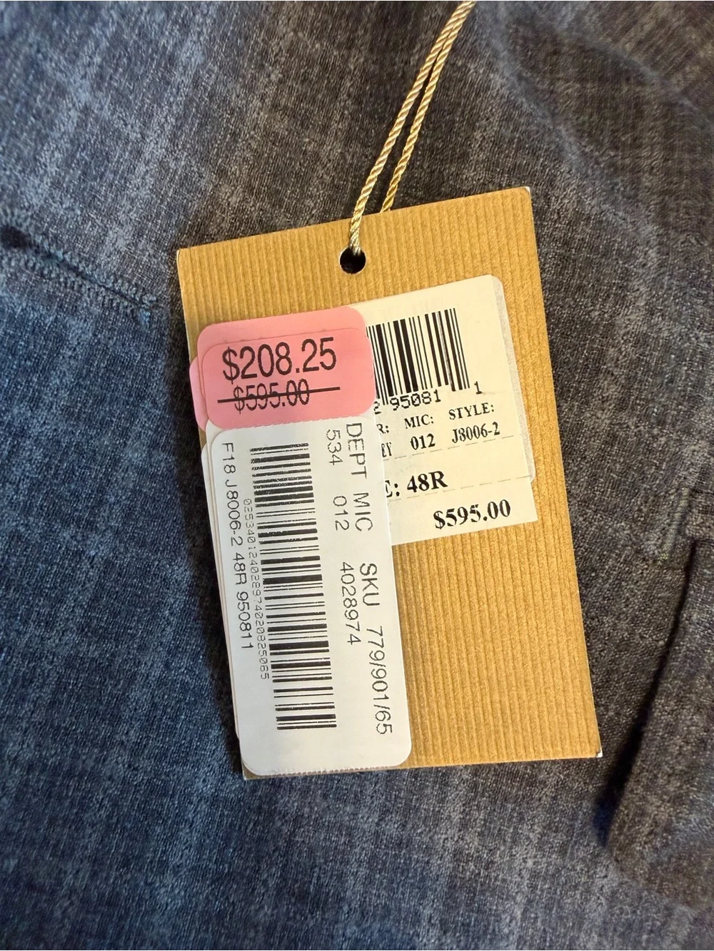 NWT Santorelli Gray Two-Button Sport Coat…48R